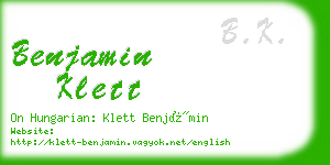 benjamin klett business card